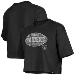 Las Vegas Raiders New Era Girl's Flip Sequin Boxy T-Shirt - Black - NFL