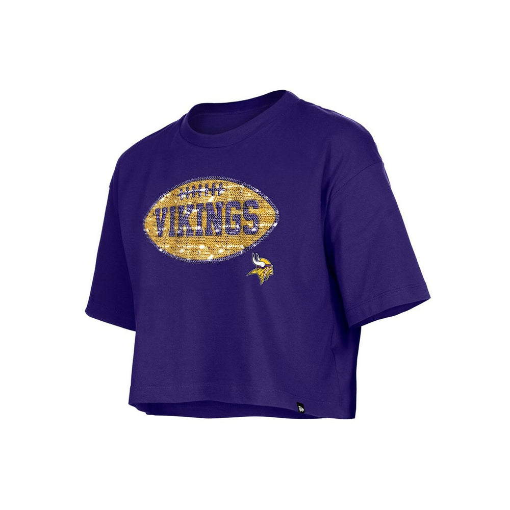 Minnesota Vikings New Era Girl's Flip Sequin Boxy T-Shirt - Purple - NFL