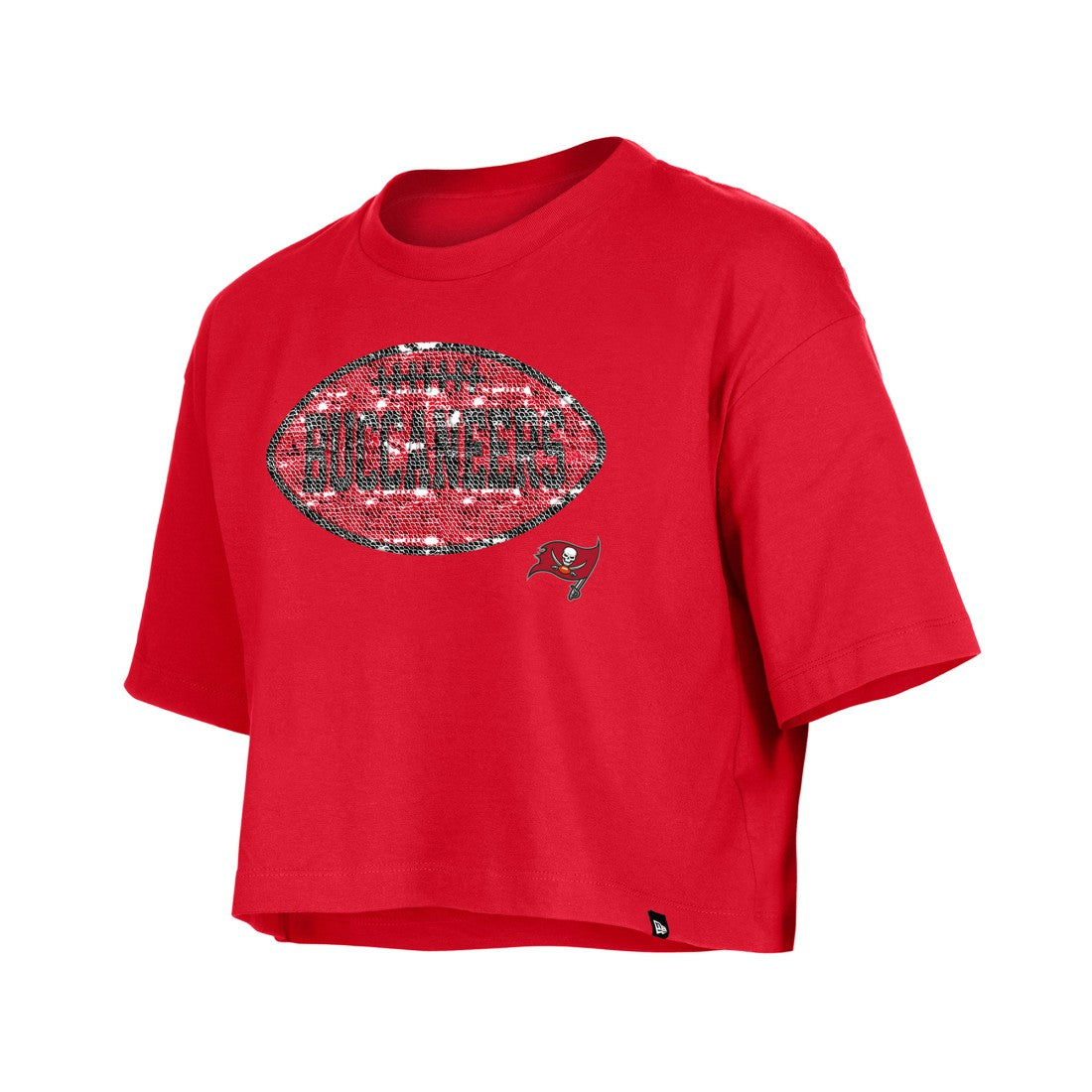 Tampa Bay Buccaneers New Era Girl's Flip Sequin Boxy T-Shirt - Red - NFL