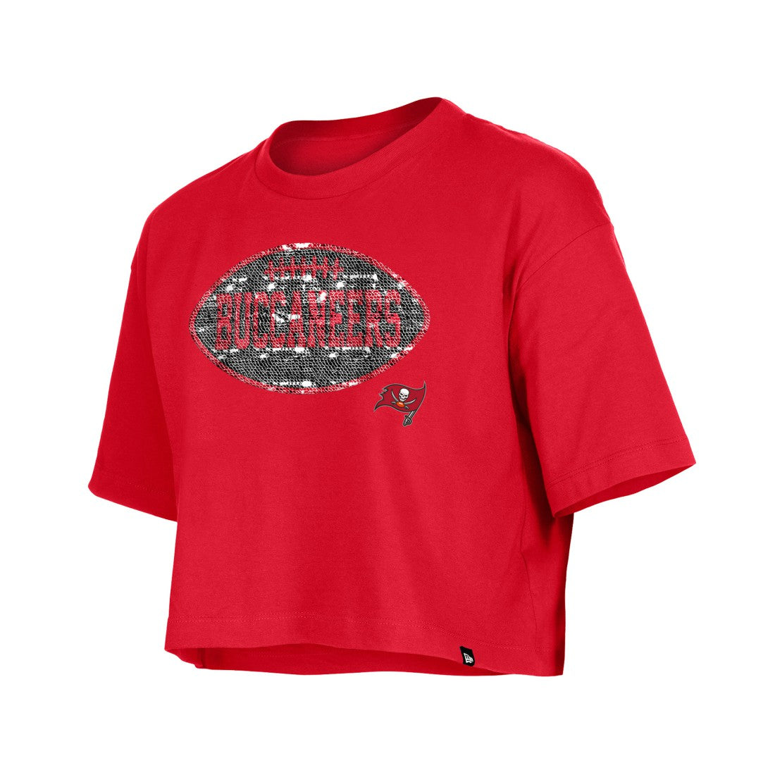 Tampa Bay Buccaneers New Era Girl's Flip Sequin Boxy T-Shirt - Red - NFL