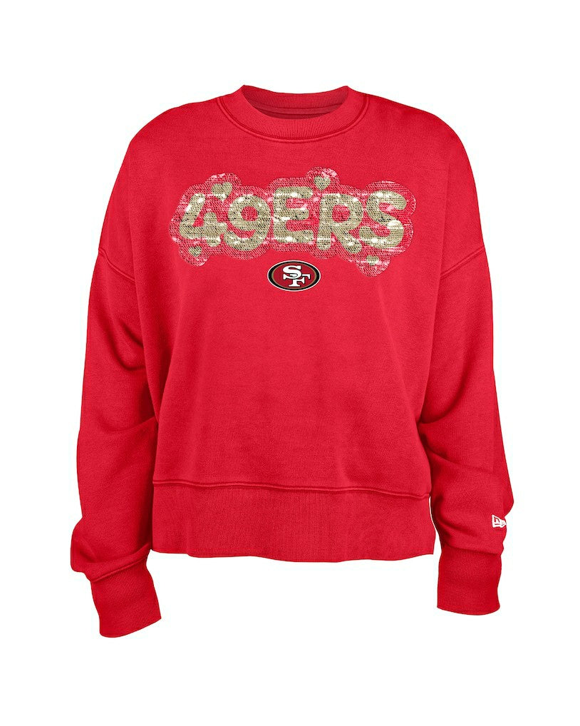 San Francisco 49ers New Era Girl's Flip Sequin Sweatshirt - Scarlet - NFL
