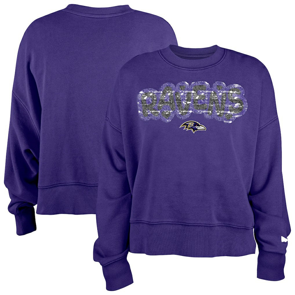 Baltimore Ravens New Era Girl's Flip Sequin Sweatshirt - Purple - NFL