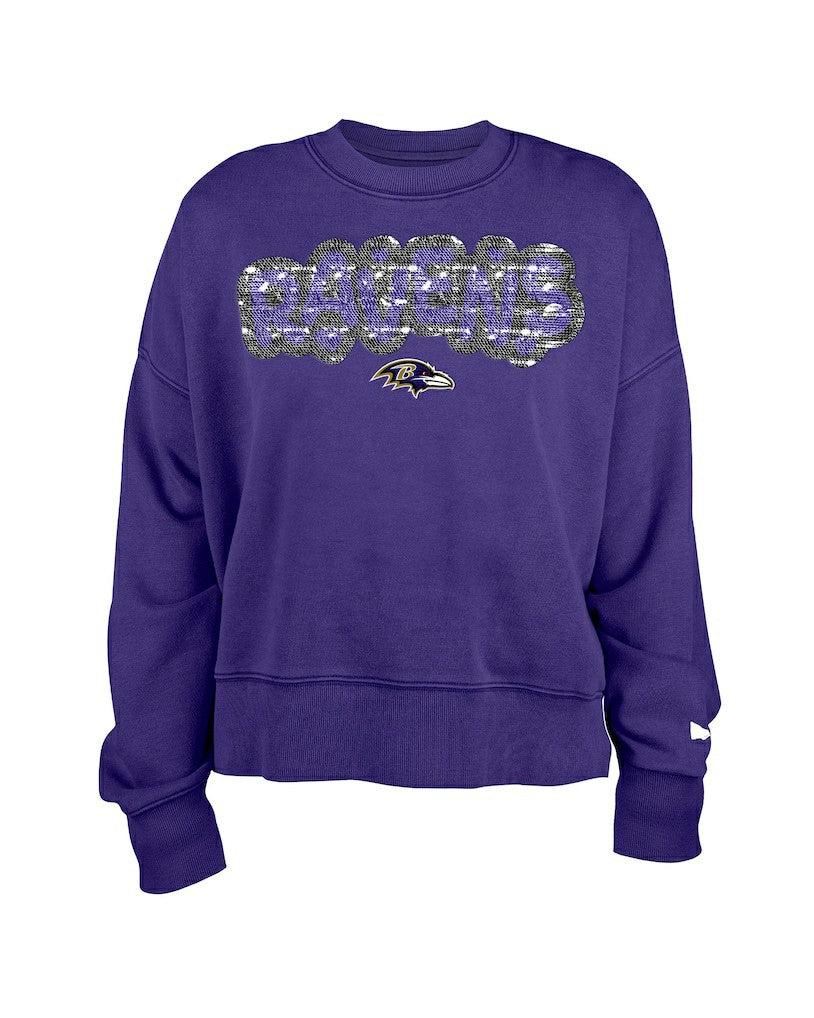 Baltimore Ravens New Era Girl's Flip Sequin Sweatshirt - Purple - NFL
