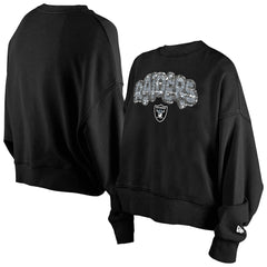 Las Vegas Raiders New Era Girl's Flip Sequin Sweatshirt - Black - NFL