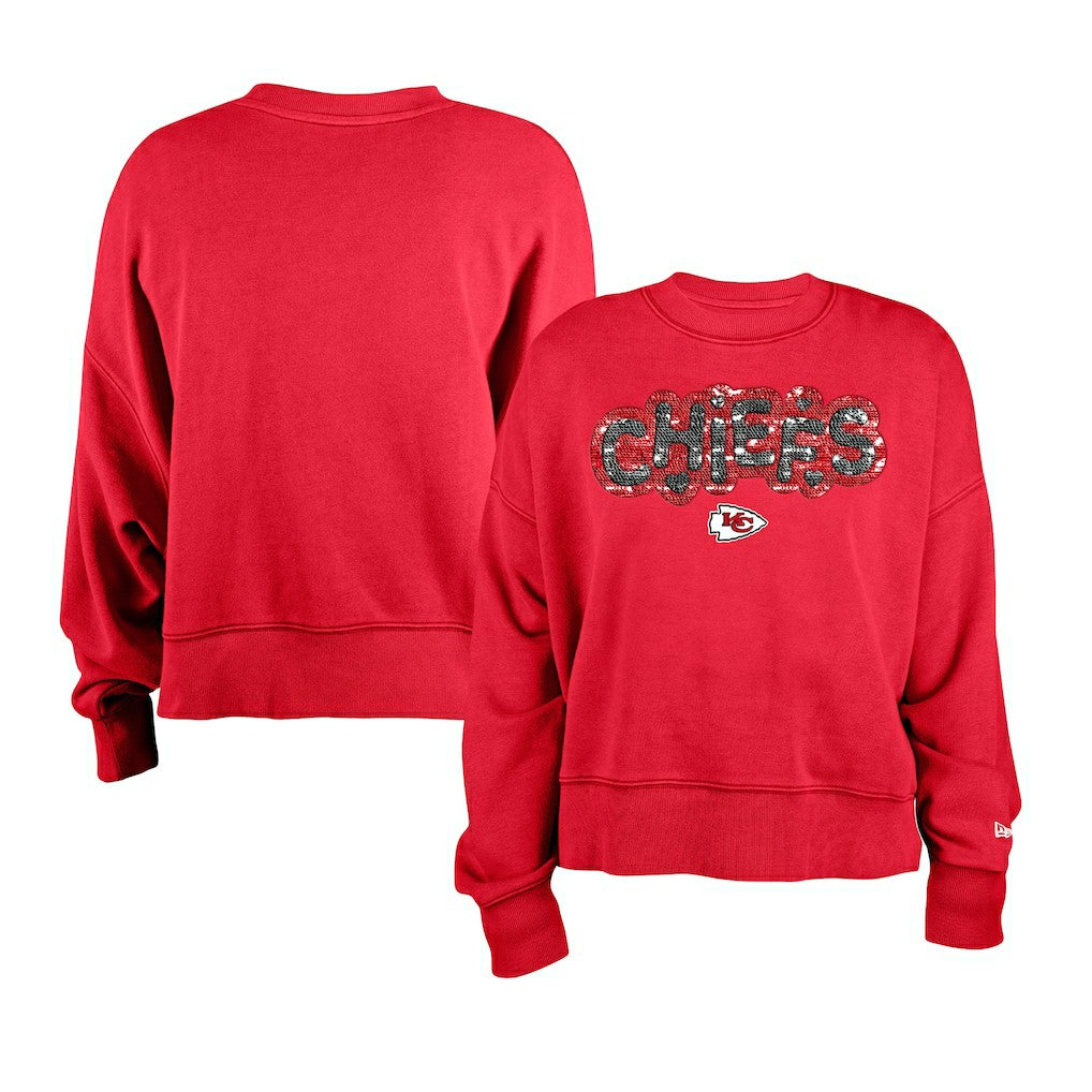 Kansas City Chiefs New Era Girl's Flip Sequin Sweatshirt - Red - NFL