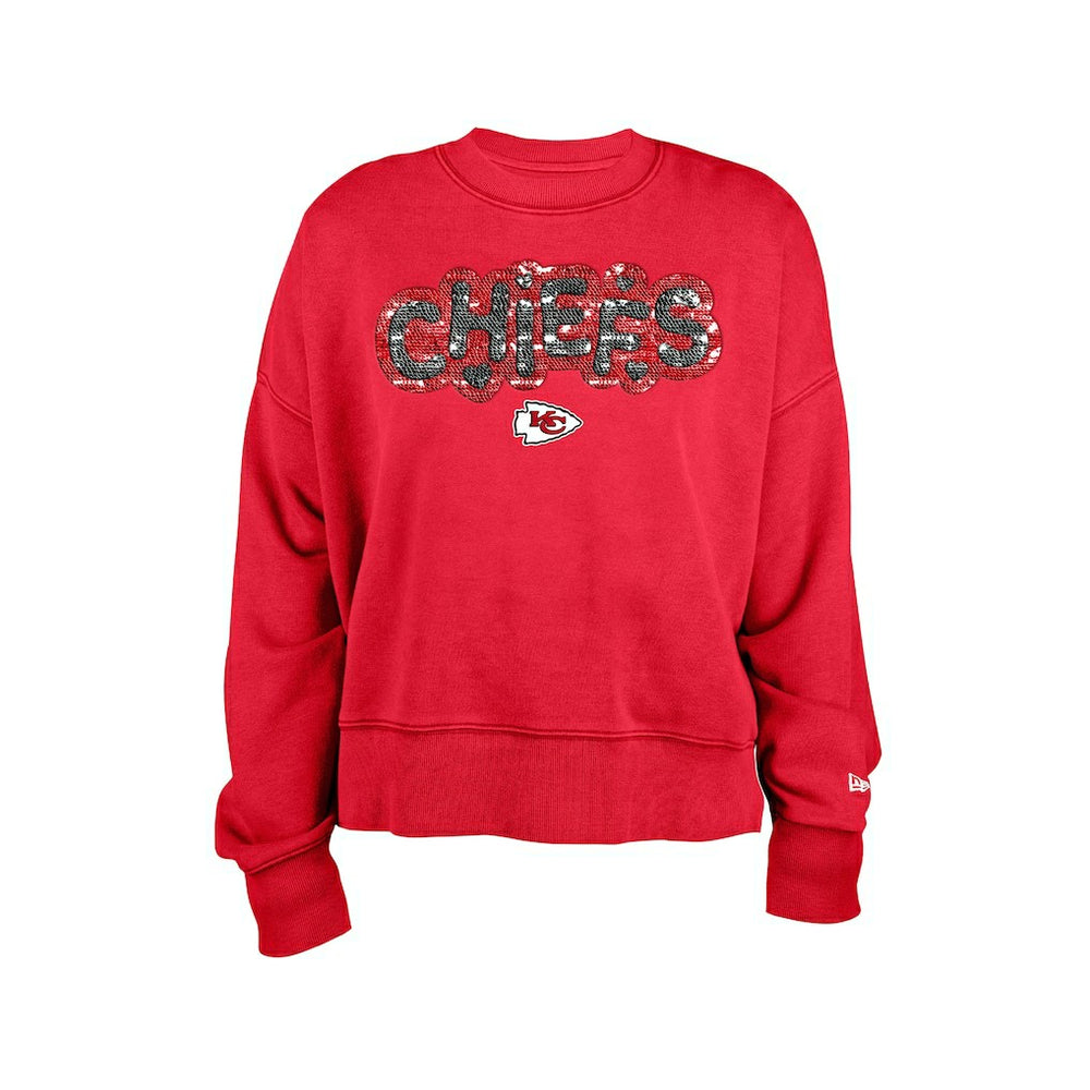 Kansas City Chiefs New Era Girl's Flip Sequin Sweatshirt - Red - NFL