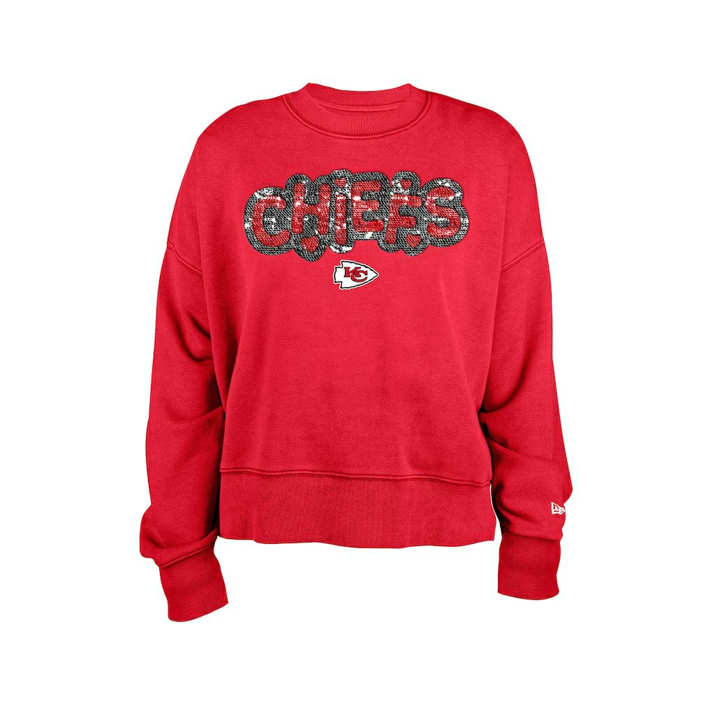 Kansas City Chiefs New Era Girl's Flip Sequin Sweatshirt - Red - NFL