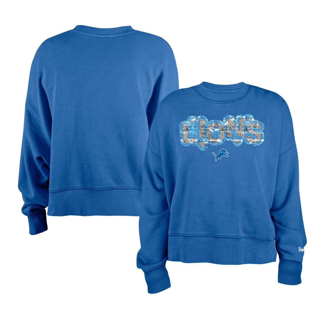 Detroit Lions New Era Girl's Flip Sequin Sweatshirt - Blue - NFL