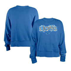 Detroit Lions New Era Girl's Flip Sequin Sweatshirt - Blue - NFL