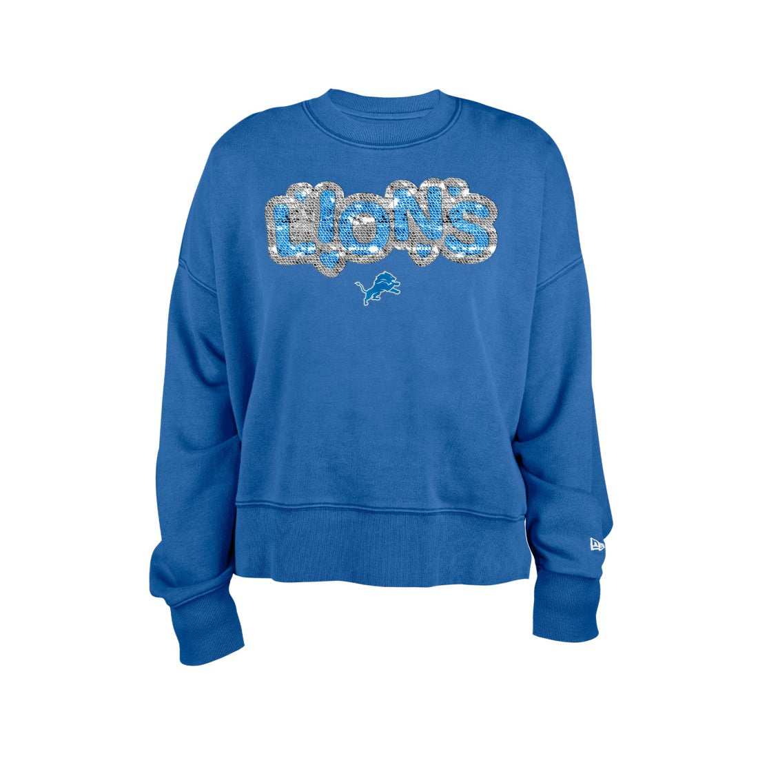 Detroit Lions New Era Girl's Flip Sequin Sweatshirt - Blue - NFL