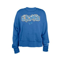 Detroit Lions New Era Girl's Flip Sequin Sweatshirt - Blue - NFL