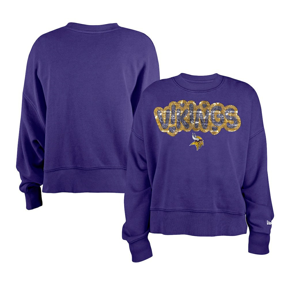 Minnesota Vikings New Era Girl's Flip Sequin Sweatshirt - Purple - NFL