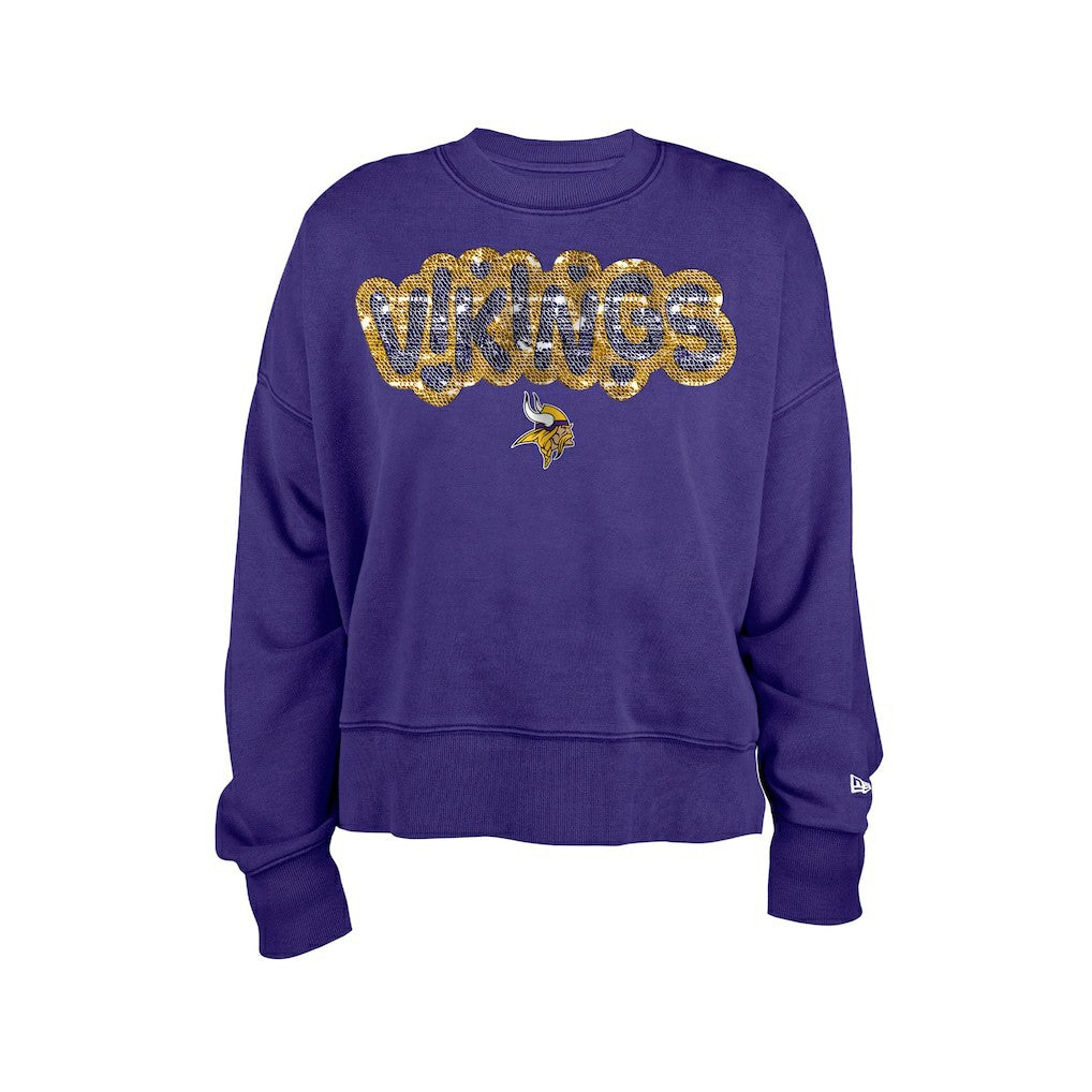 Minnesota Vikings New Era Girl's Flip Sequin Sweatshirt - Purple - NFL