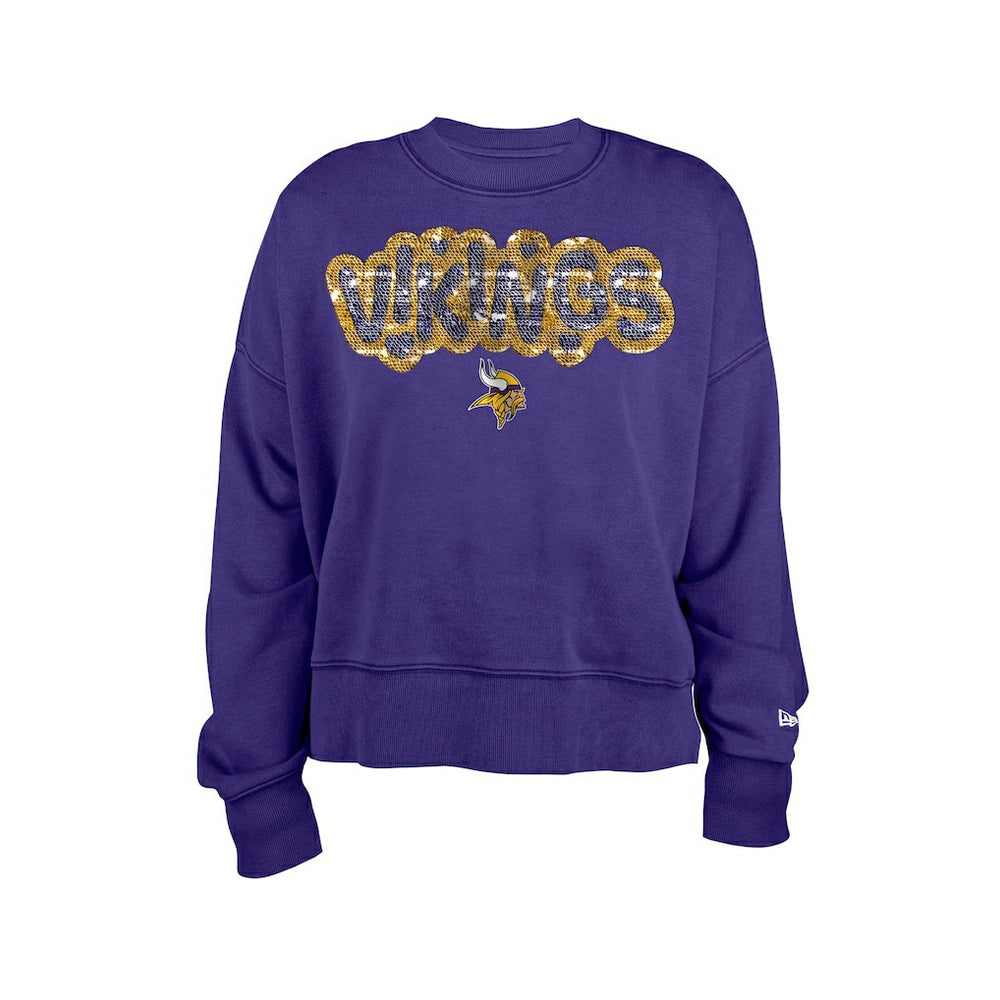Minnesota Vikings New Era Girl's Flip Sequin Sweatshirt - Purple - NFL