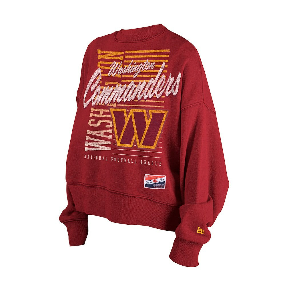 Washington Commanders New Era Women's Oversized Throwback Mineral Wash Crew Neck Sweatshirt - Black - NFL