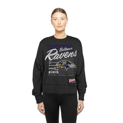 Baltimore Ravens New Era Women's Oversized Throwback Mineral Wash Crew Neck Sweatshirt - Black - NFL