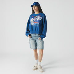 Buffalo Bills New Era Women's Oversized Throwback Mineral Wash Crew Neck Sweatshirt - Royal - NFL