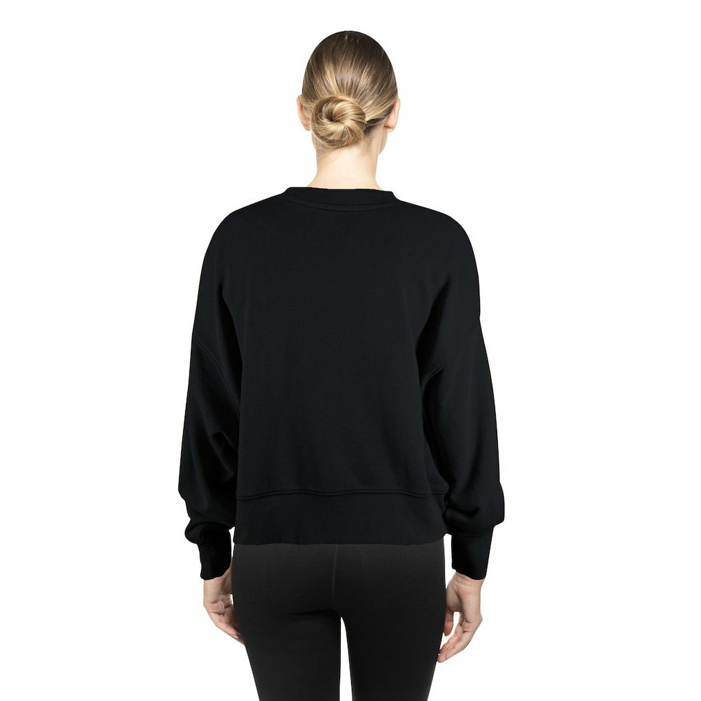 Philadelphia Eagles New Era Women's Oversized Throwback Mineral Wash Crew Neck Sweatshirt - Black - NFL