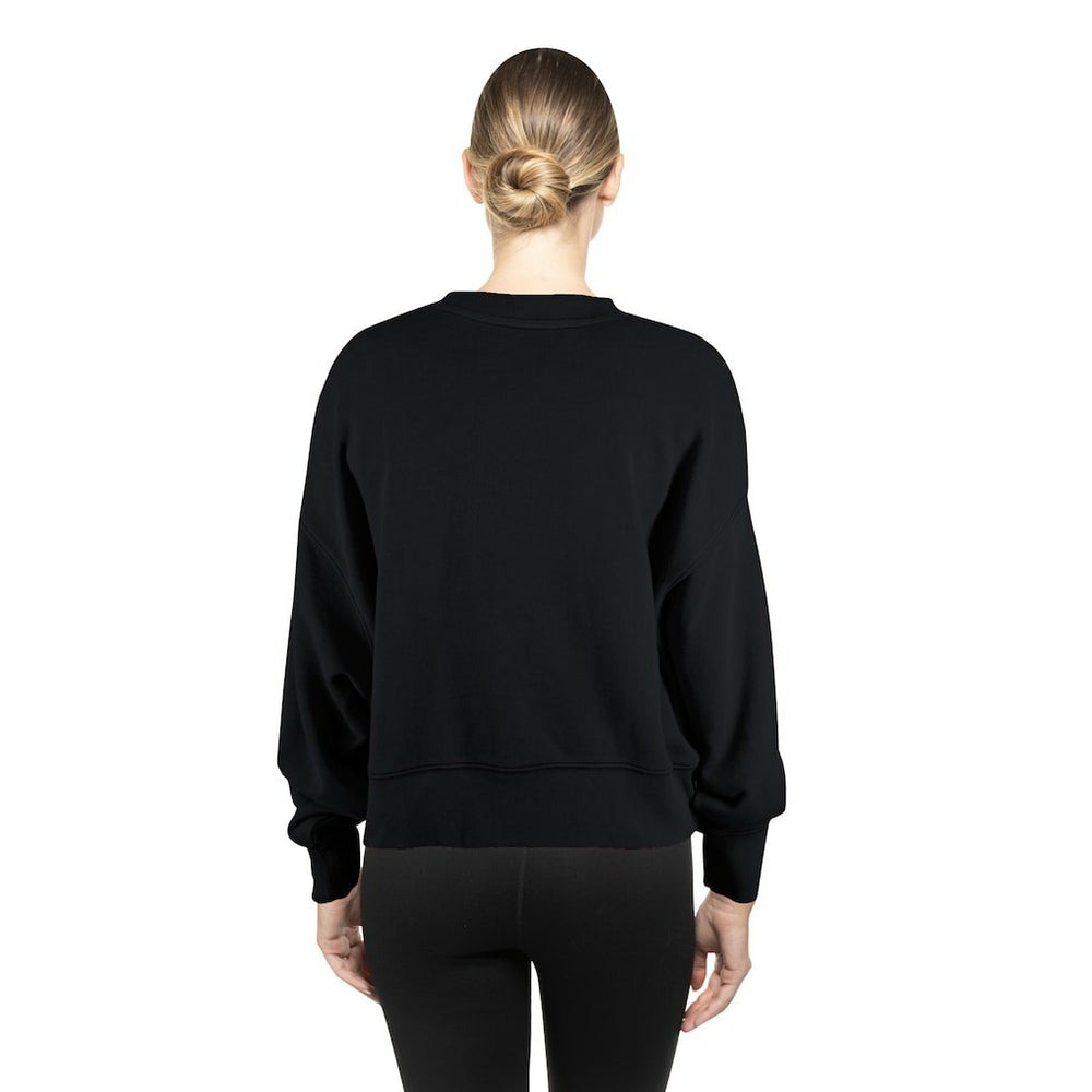 Philadelphia Eagles New Era Women's Oversized Throwback Mineral Wash Crew Neck Sweatshirt - Black - NFL