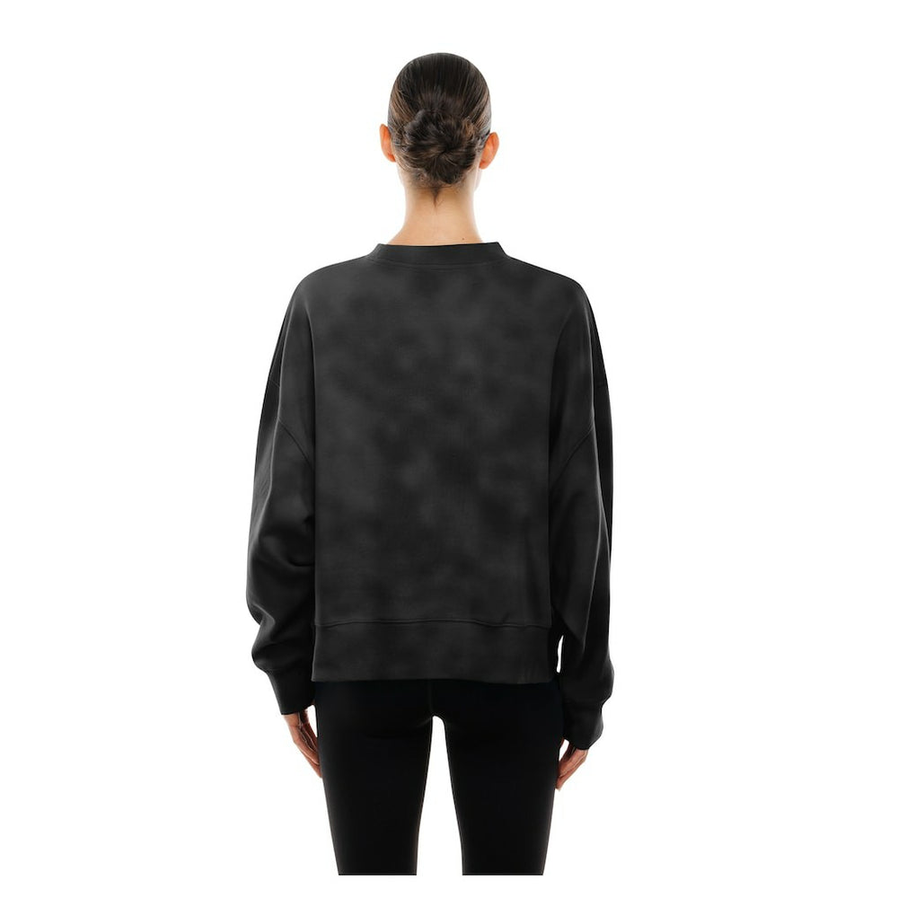 Pittsburgh Steelers New Era Women's Oversized Throwback Mineral Wash Crew Neck Sweatshirt - Black - NFL