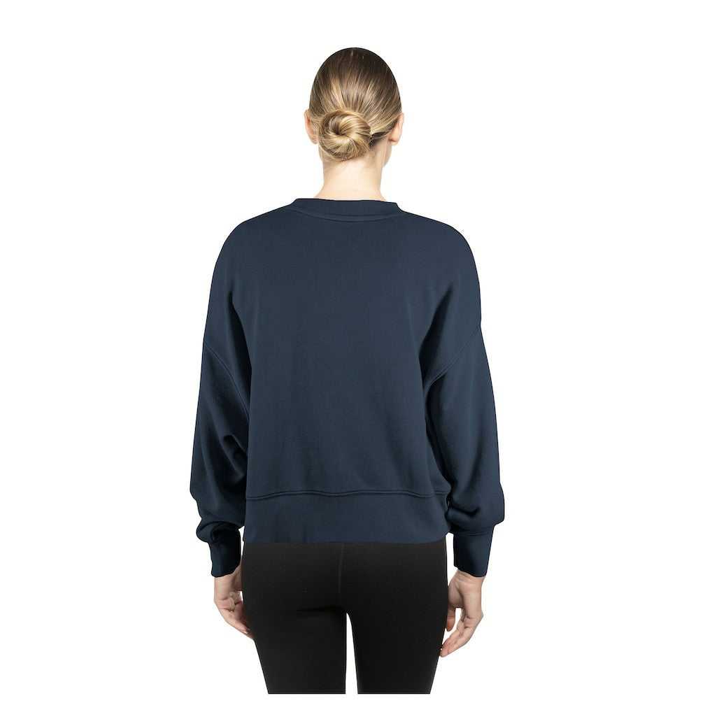Seattle Seahawks New Era Women's Oversized Throwback Mineral Wash Crew Neck Sweatshirt - College Navy - NFL