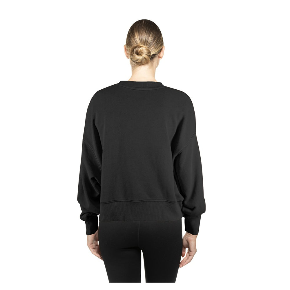 Detroit Lions New Era Women's Oversized Throwback Mineral Wash Crew Neck Sweatshirt - Black - NFL