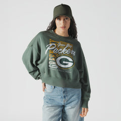 Green Bay Packers New Era Women's Oversized Throwback Mineral Wash Crew Neck Sweatshirt - Green - NFL