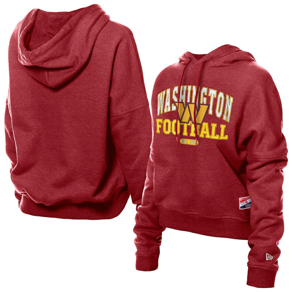 Washington Commanders New Era Women's Throwback Boxy Hoodie Sweatshirt - Burgundy - NFL