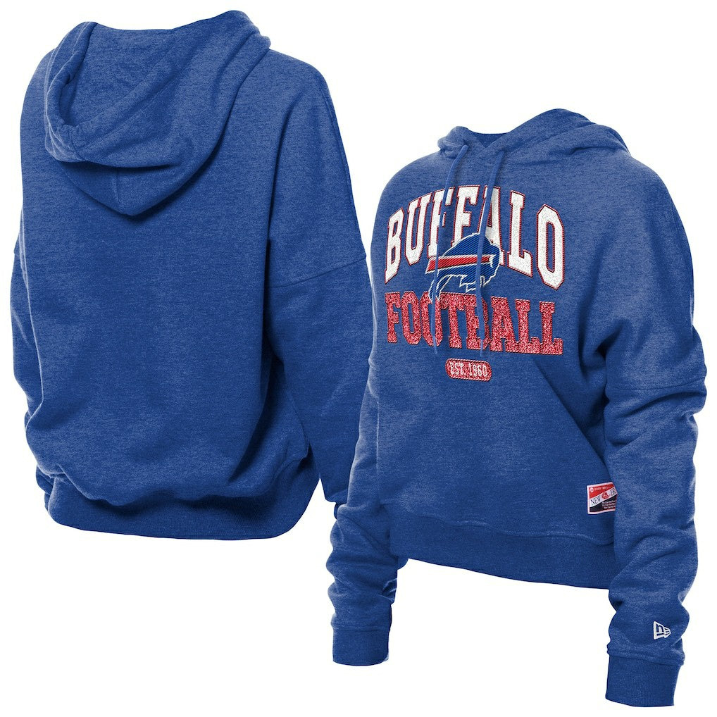 Buffalo Bills New Era Women's Throwback Boxy Hoodie Sweatshirt - Royal - NFL