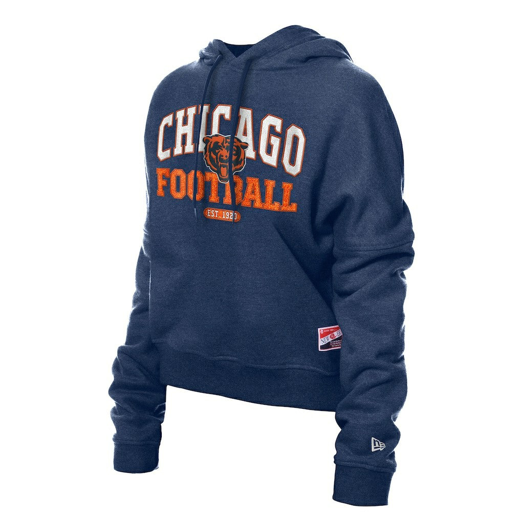 Chicago Bears New Era Women's Throwback Boxy Hoodie Sweatshirt - Navy - NFL