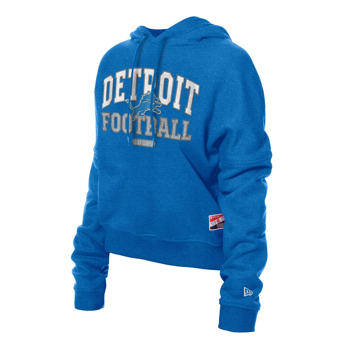 Detroit Lions New Era Women's Throwback Boxy Hoodie Sweatshirt - Blue - NFL