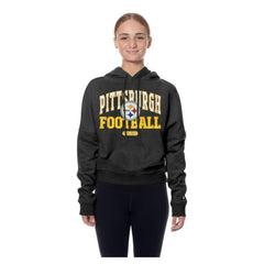 Pittsburgh Steelers New Era Women's Throwback Boxy Hoodie Sweatshirt - Black - NFL