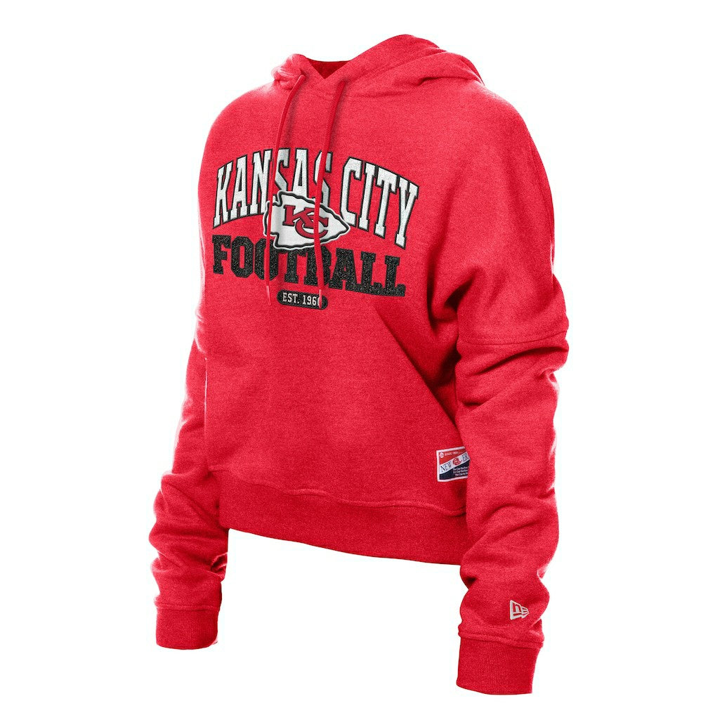Kansas City Chiefs New Era Women's Throwback Boxy Hoodie Sweatshirt - Red - NFL
