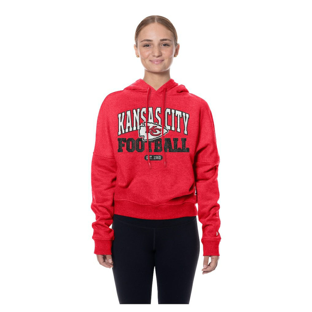 Kansas City Chiefs New Era Women's Throwback Boxy Hoodie Sweatshirt - Red - NFL