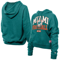 Miami Dolphins New Era Women's Throwback Boxy Hoodie Sweatshirt - Aqua - NFL