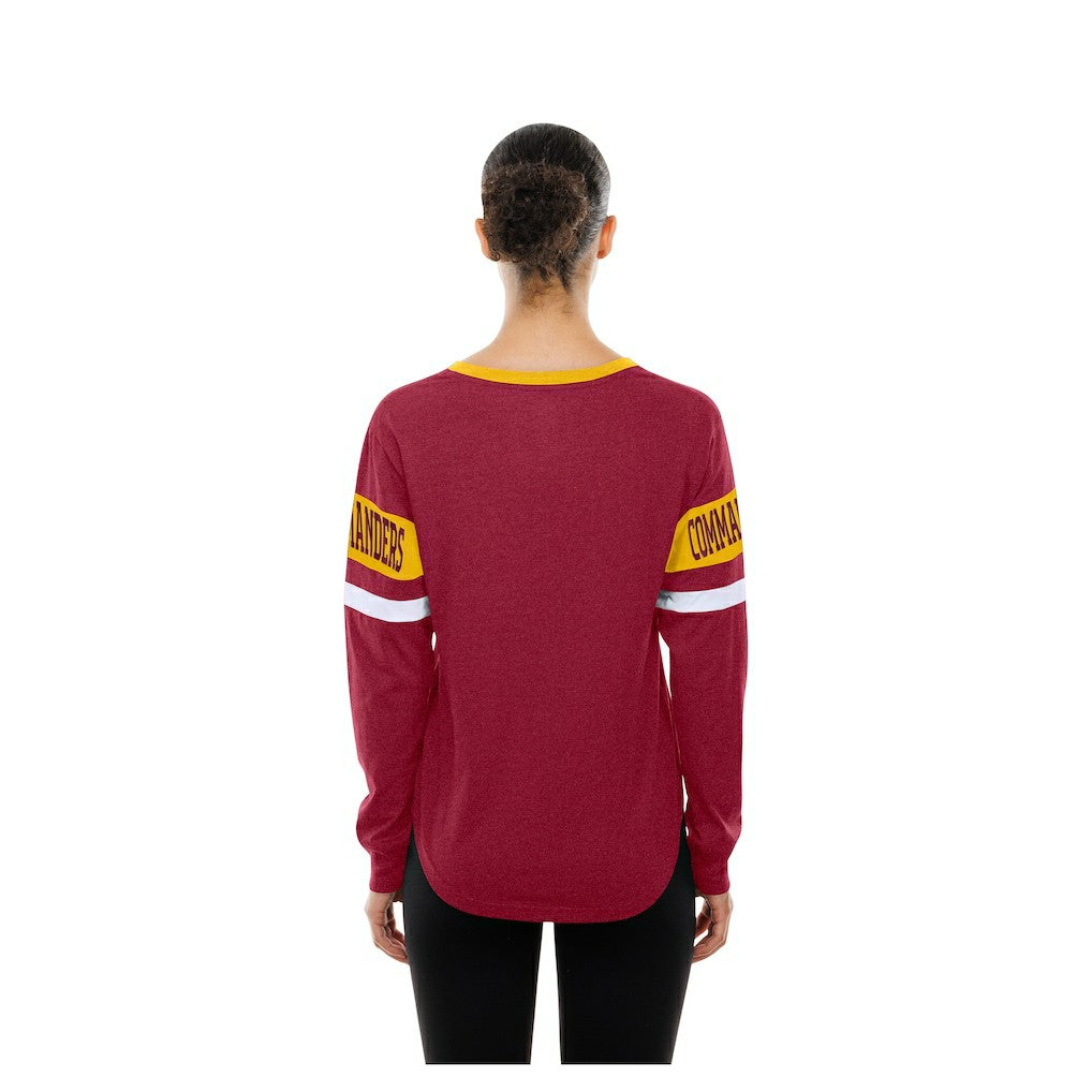 Washington Commanders New Era Women's Throwback Lace-Up Long-Sleeve T-Shirt - Burgundy - NFL