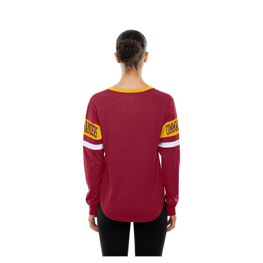 Washington Commanders New Era Women's Throwback Lace-Up Long-Sleeve T-Shirt - Burgundy - NFL