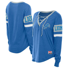 Detroit Lions New Era Women's Throwback Lace-Up Long-Sleeve T-Shirt - Blue - NFL