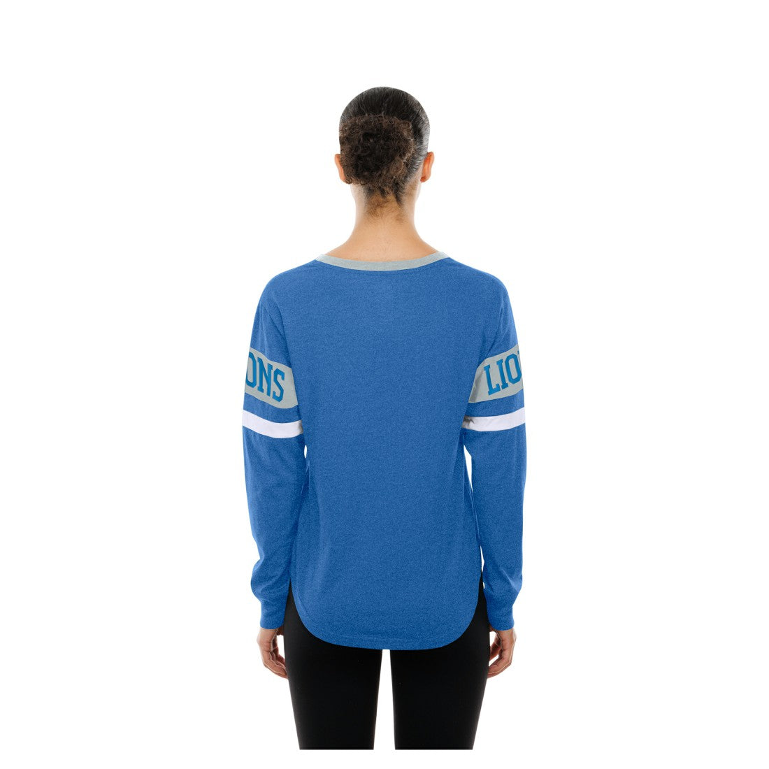 Detroit Lions New Era Women's Throwback Lace-Up Long-Sleeve T-Shirt - Blue - NFL