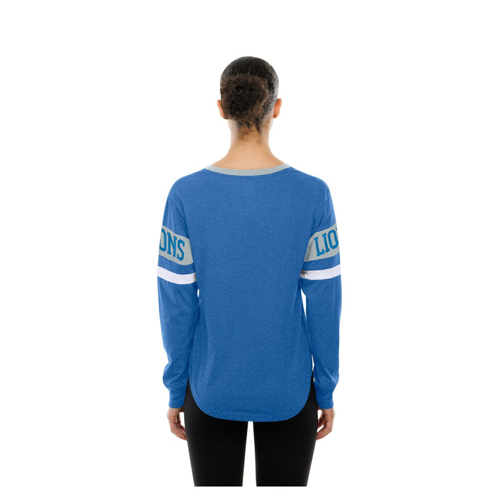 Detroit Lions New Era Women's Throwback Lace-Up Long-Sleeve T-Shirt - Blue - NFL