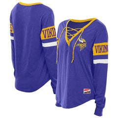 Minnesota Vikings New Era Women's Throwback Lace-Up Long-Sleeve T-Shirt - Purple - NFL