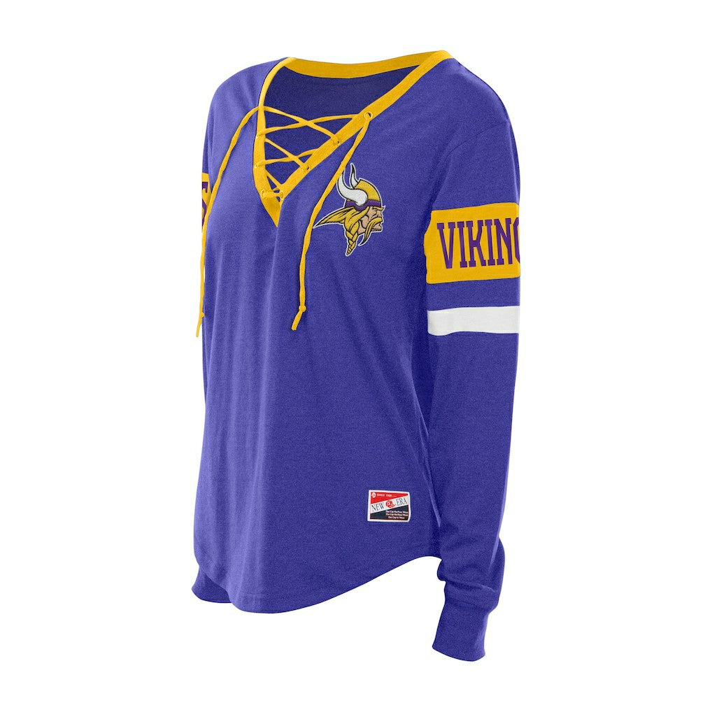 Minnesota Vikings New Era Women's Throwback Lace-Up Long-Sleeve T-Shirt - Purple - NFL