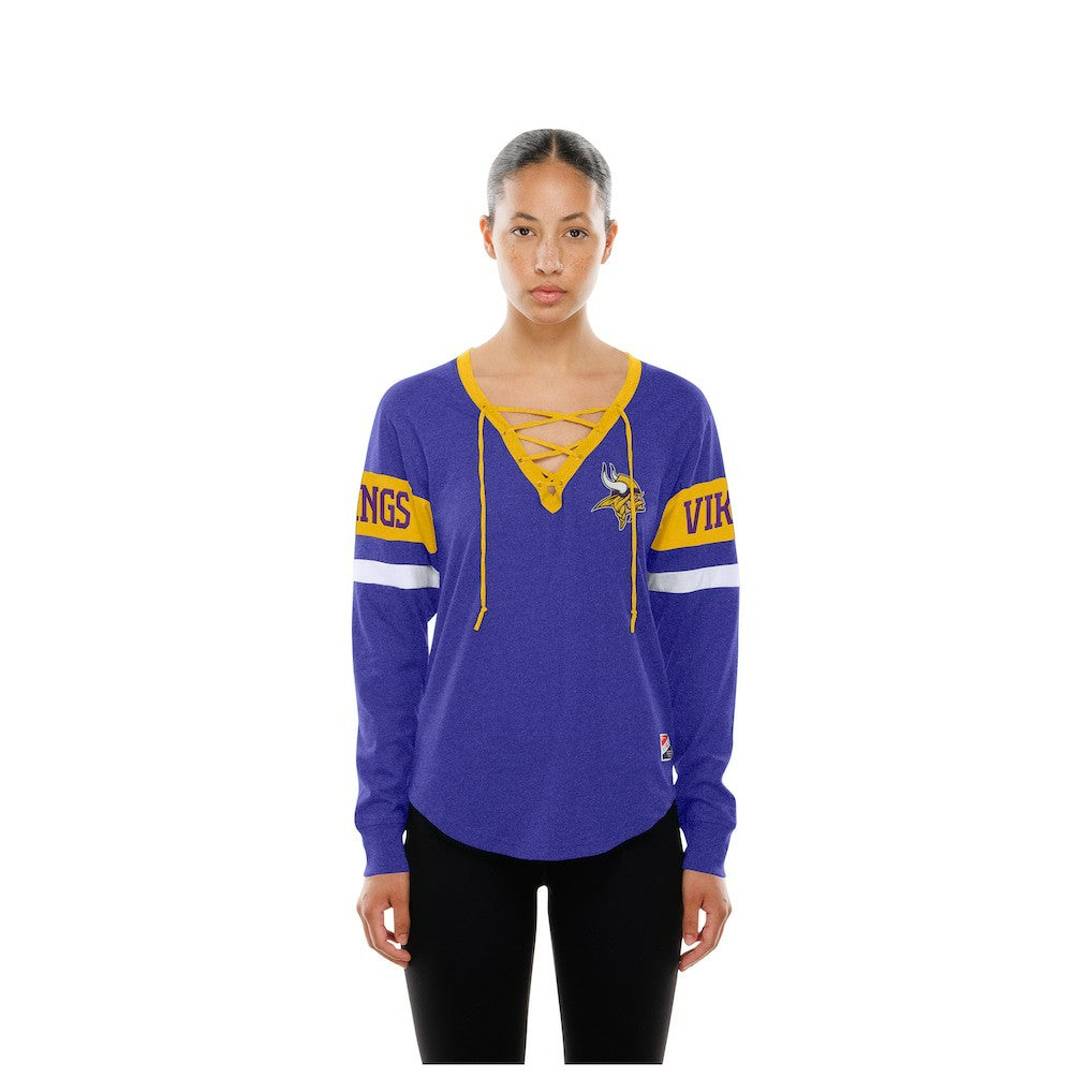 Minnesota Vikings New Era Women's Throwback Lace-Up Long-Sleeve T-Shirt - Purple - NFL