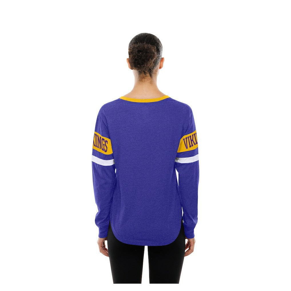 Minnesota Vikings New Era Women's Throwback Lace-Up Long-Sleeve T-Shirt - Purple - NFL
