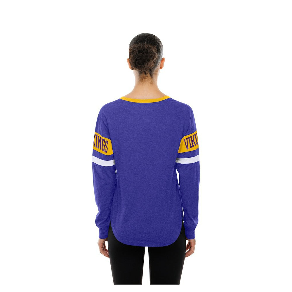 Minnesota Vikings New Era Women's Throwback Lace-Up Long-Sleeve T-Shirt - Purple - NFL