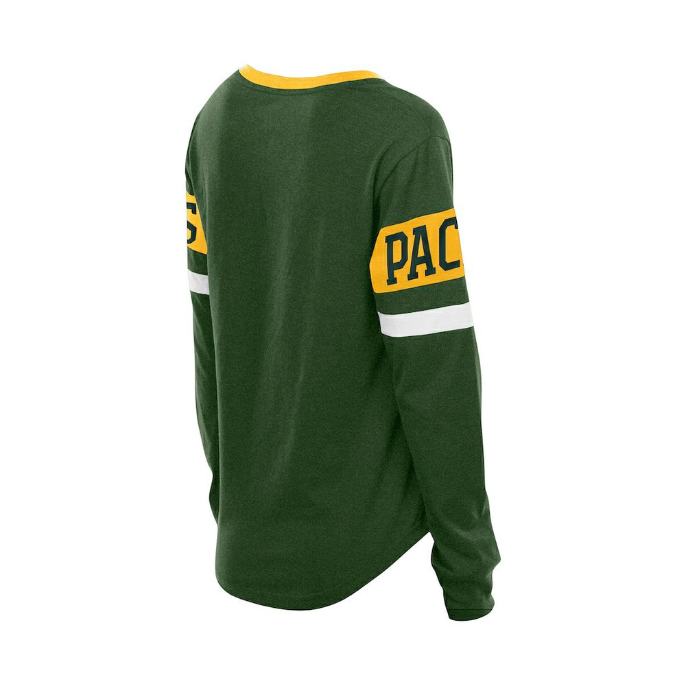 Green Bay Packers New Era Women's Throwback Lace-Up Long-Sleeve T-Shirt - Green - NFL