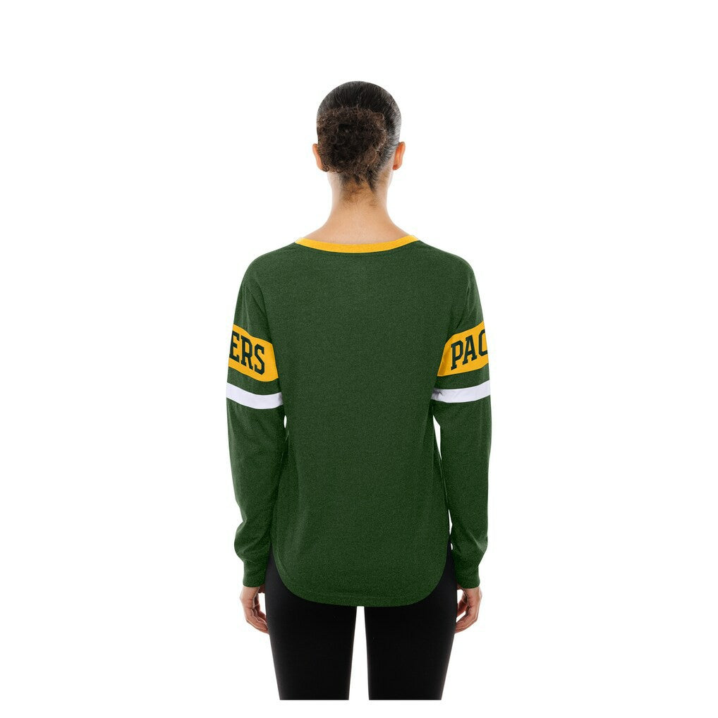 Green Bay Packers New Era Women's Throwback Lace-Up Long-Sleeve T-Shirt - Green - NFL