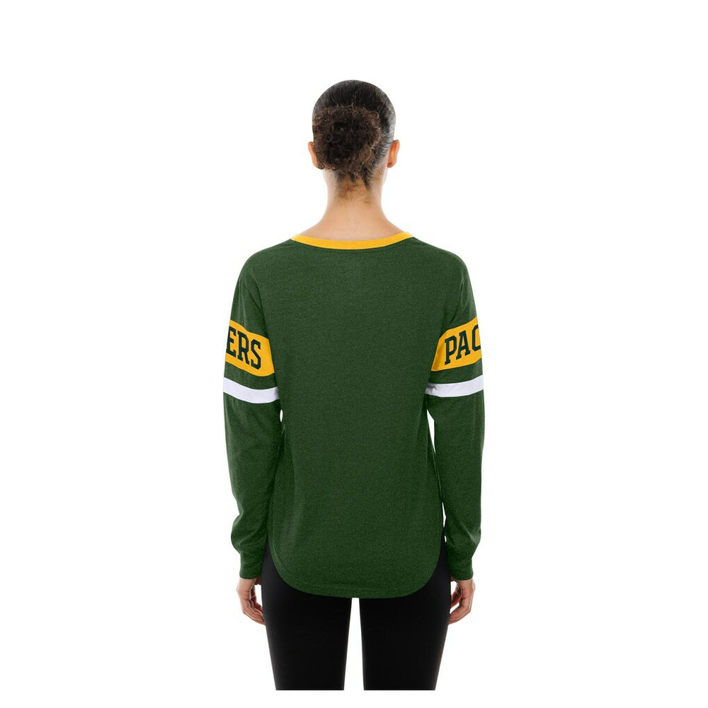 Green Bay Packers New Era Women's Throwback Lace-Up Long-Sleeve T-Shirt - Green - NFL