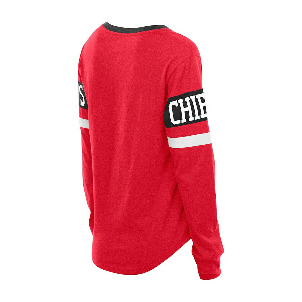Kansas City Chiefs New Era Women's Throwback Lace-Up Long-Sleeve T-Shirt - Red - NFL