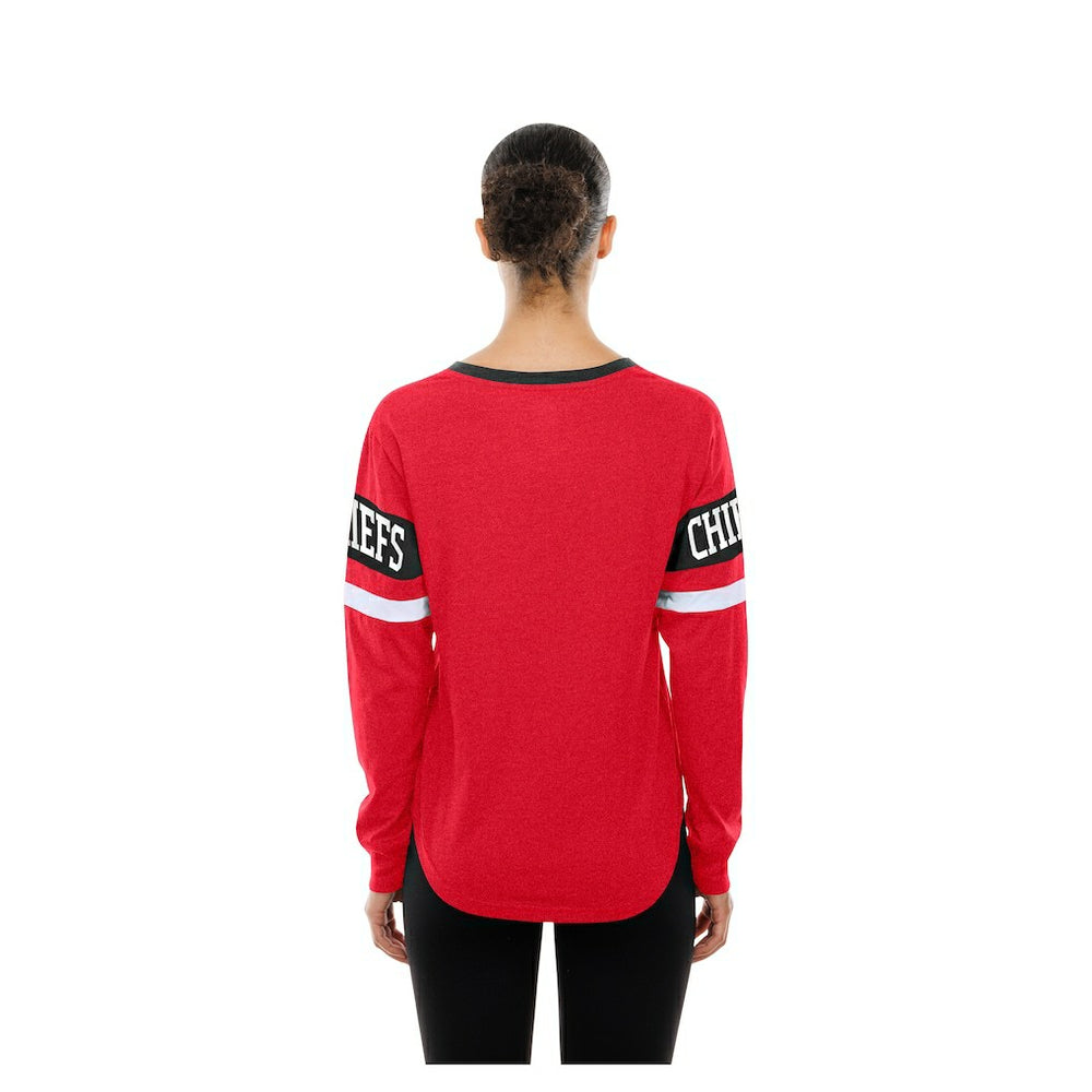 Kansas City Chiefs New Era Women's Throwback Lace-Up Long-Sleeve T-Shirt - Red - NFL
